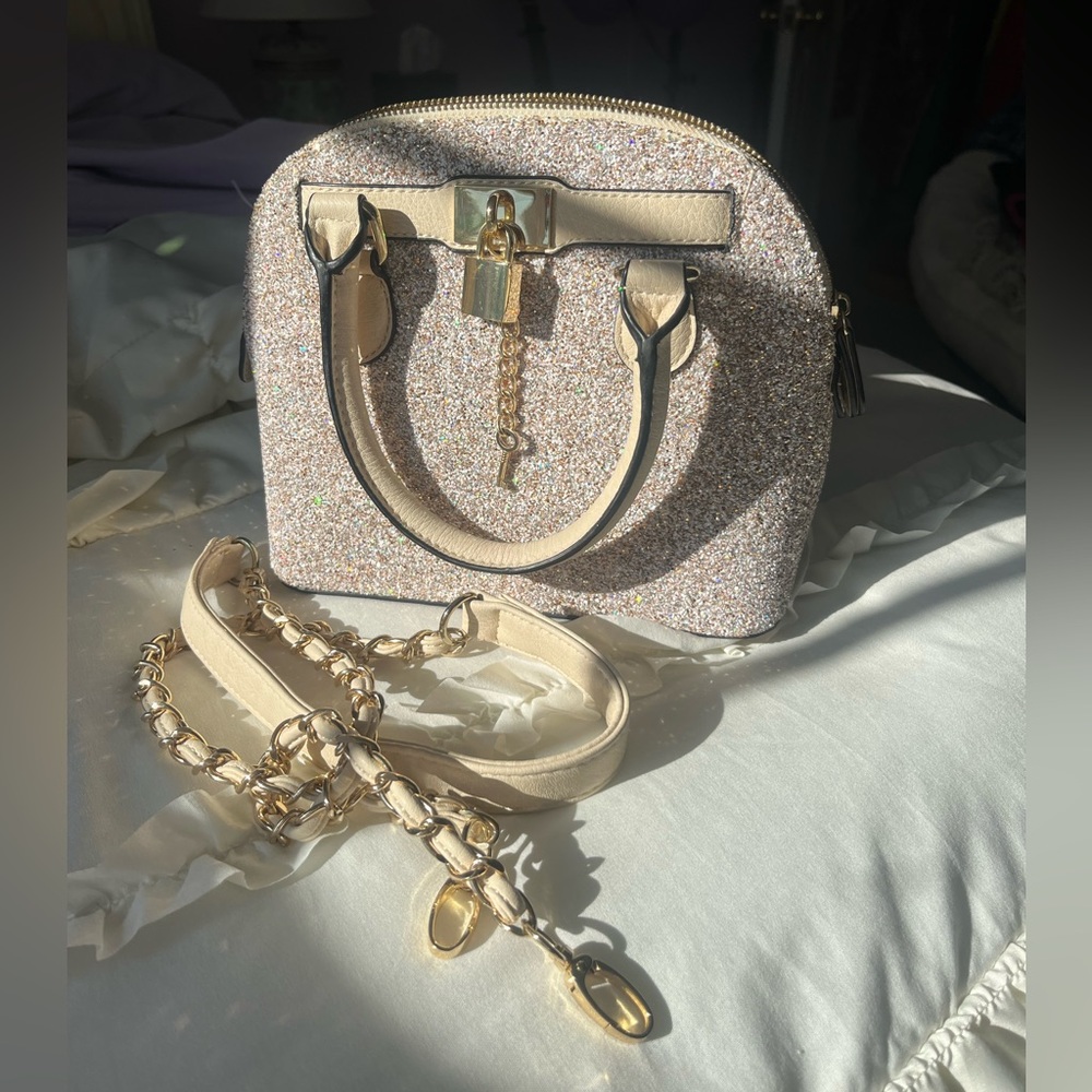 ALDO purse, cream sparkly, never used